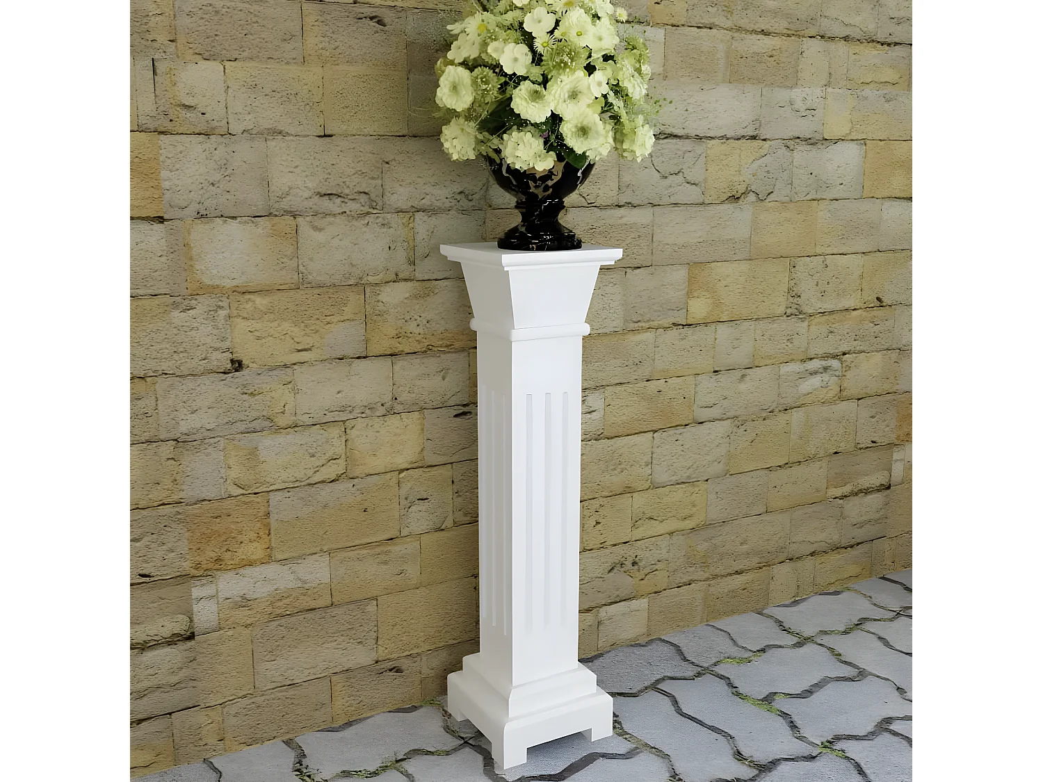 Jardinière Support pilier classique carré pour plantes MDF BE8229