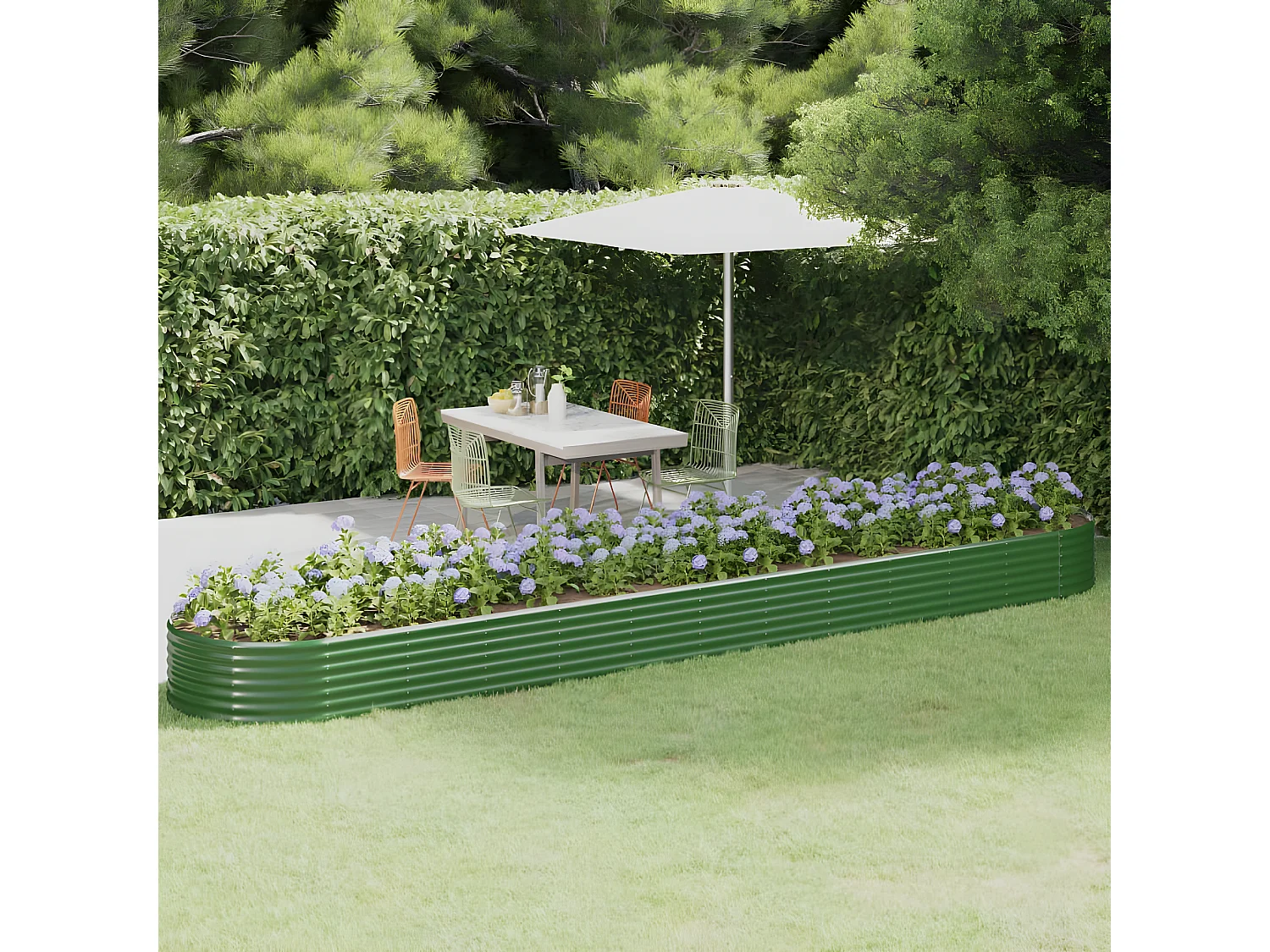Jardinière Lit surélevé de jardin Acier enduit de poudre 507x100x36cm Vert WVGQ2772