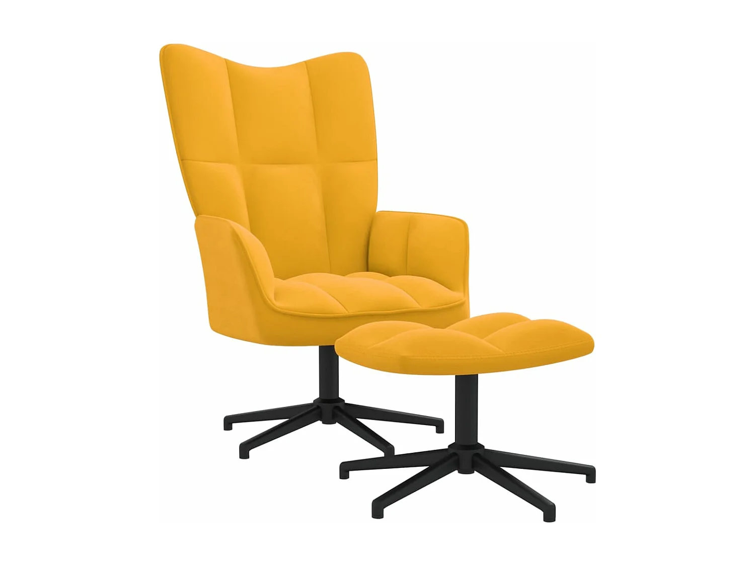 Chaise de relaxation avec repose-pied Jaune moutarde Velours SEF88708