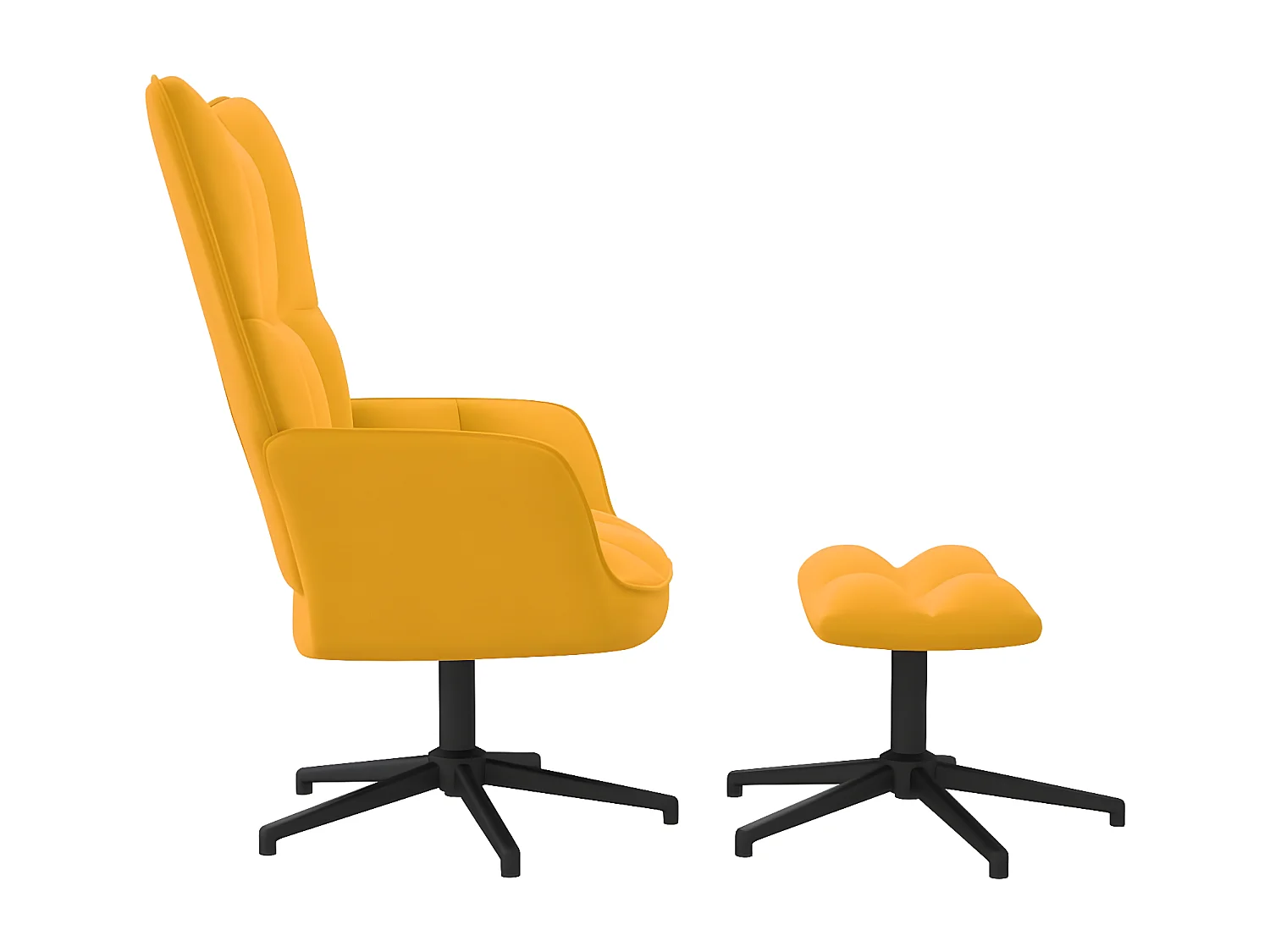 Chaise de relaxation avec repose-pied Jaune moutarde Velours SEF88708