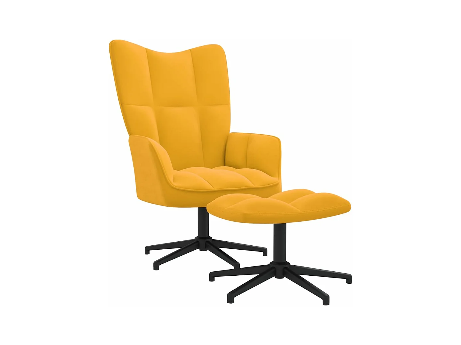 Chaise de relaxation avec repose-pied Jaune moutarde Velours SEF88708