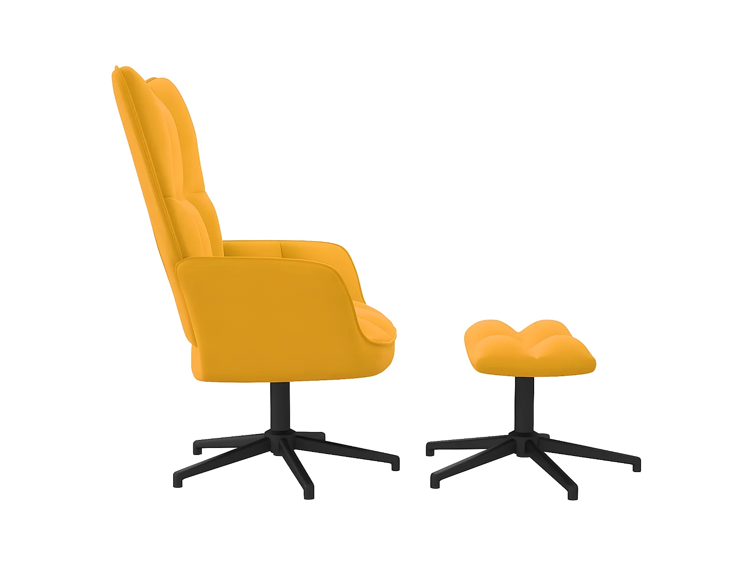 Chaise de relaxation avec repose-pied Jaune moutarde Velours SEF88708