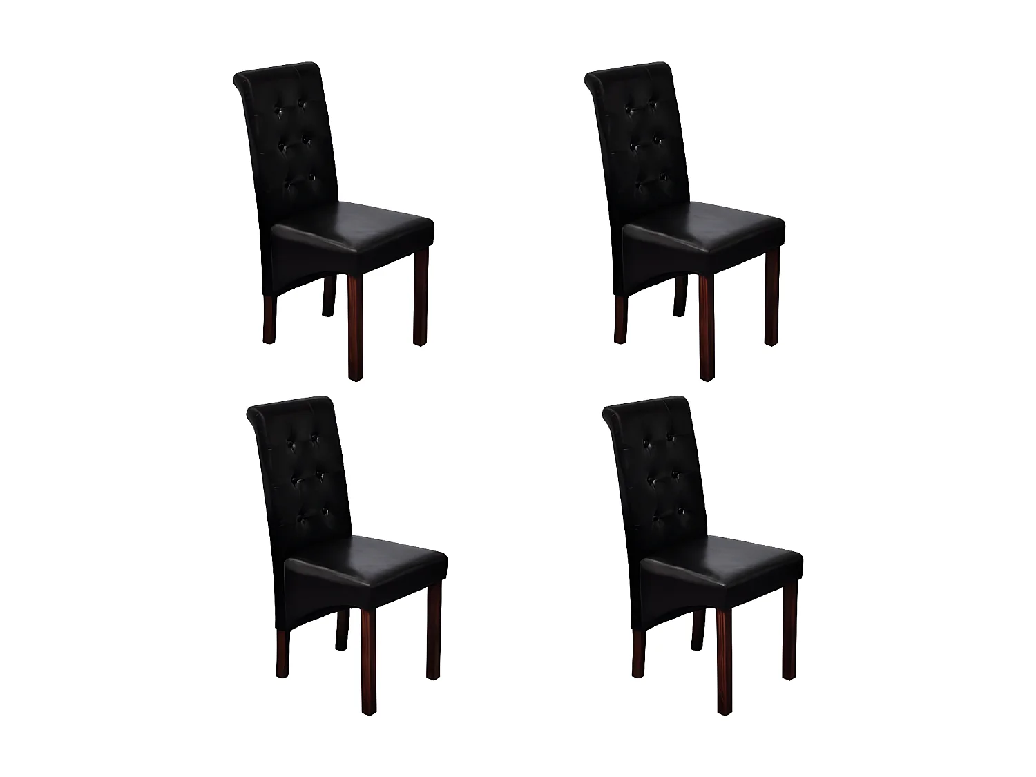 Lot de 4 Chaises de salle à manger noir similicuir OIU4339