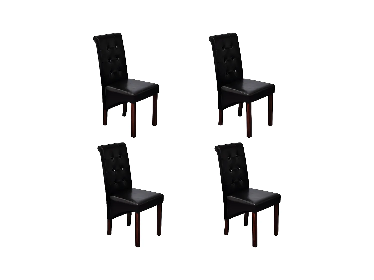 Lot de 4 Chaises de salle à manger noir similicuir OIU4339