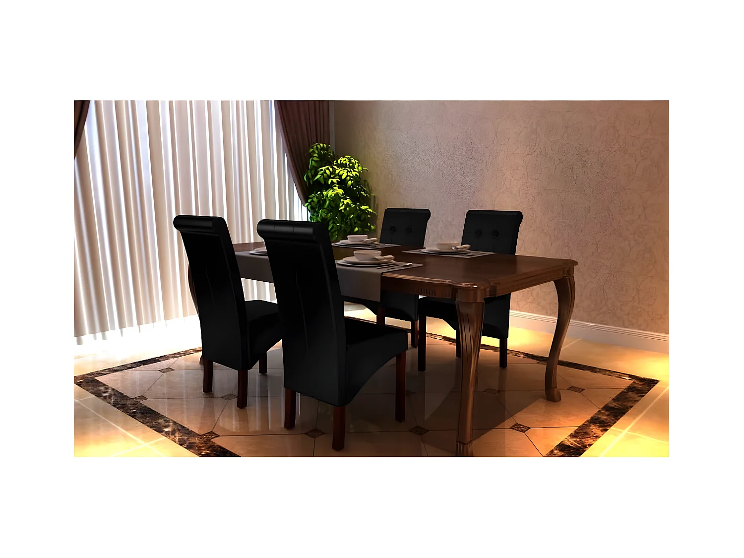 4er-set-Stühle| Esszimmerstühle Schwarz Kunstleder -gkd694500