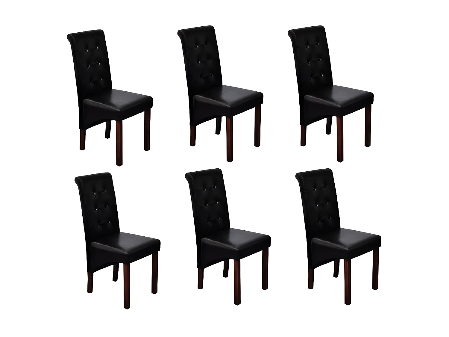 Lot de 6 Chaises de salle à manger noir similicuir OIU9954