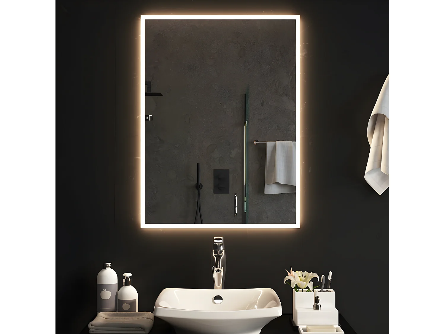 Miroir de salle de bain à LED 60x80 cm WVGQ2730