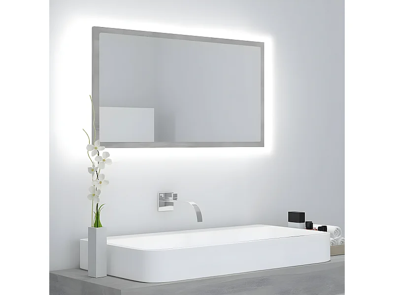 Espejo de baño acrílico gris hormigón 80x8,5x37 cm ES243846