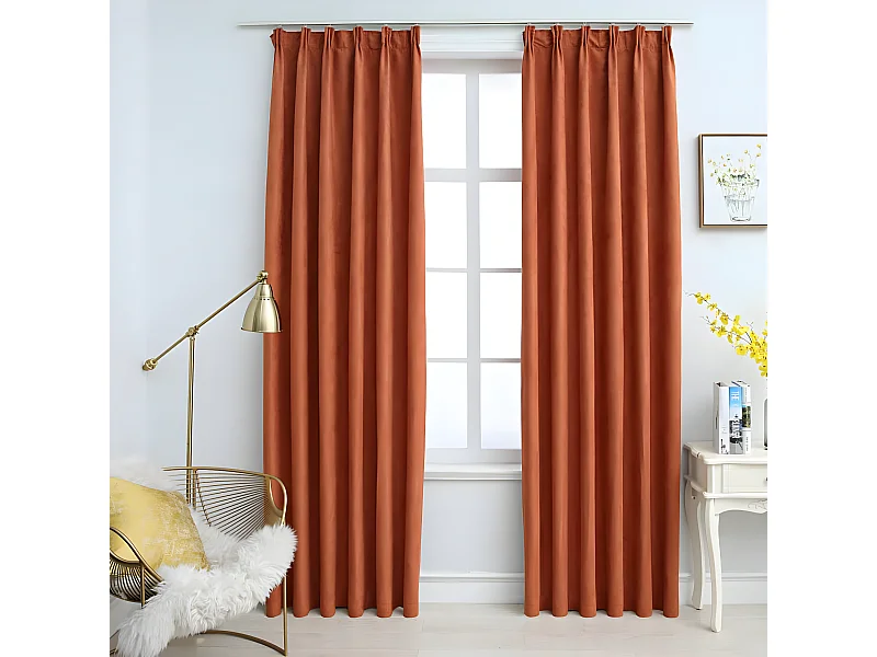 Cortinas opacas con ganchos 2 piezas color óxido 140x175 cm ES402663