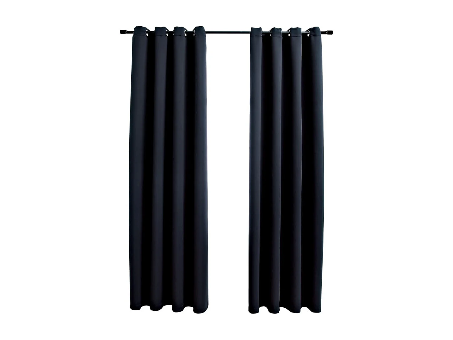 Rideaux occultants avec anneaux en métal 2 pcs Noir 140x245 cm QBH12529