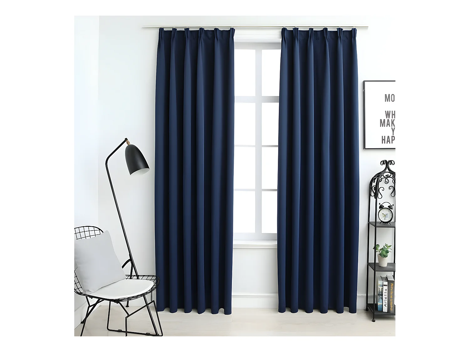Rideaux occultants avec crochets 2 pcs Bleu 140x175 cm QBH98521