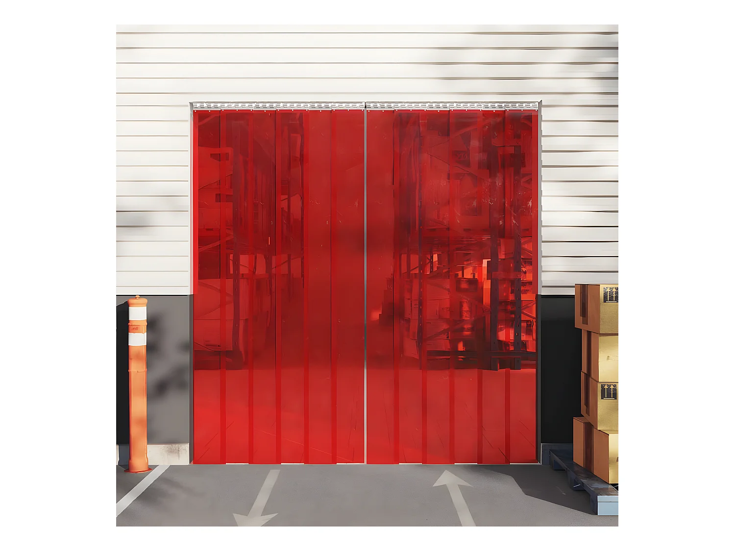 Tira de cortina para puertas PVC rojo 300x2,6 mm 25 m ES116141