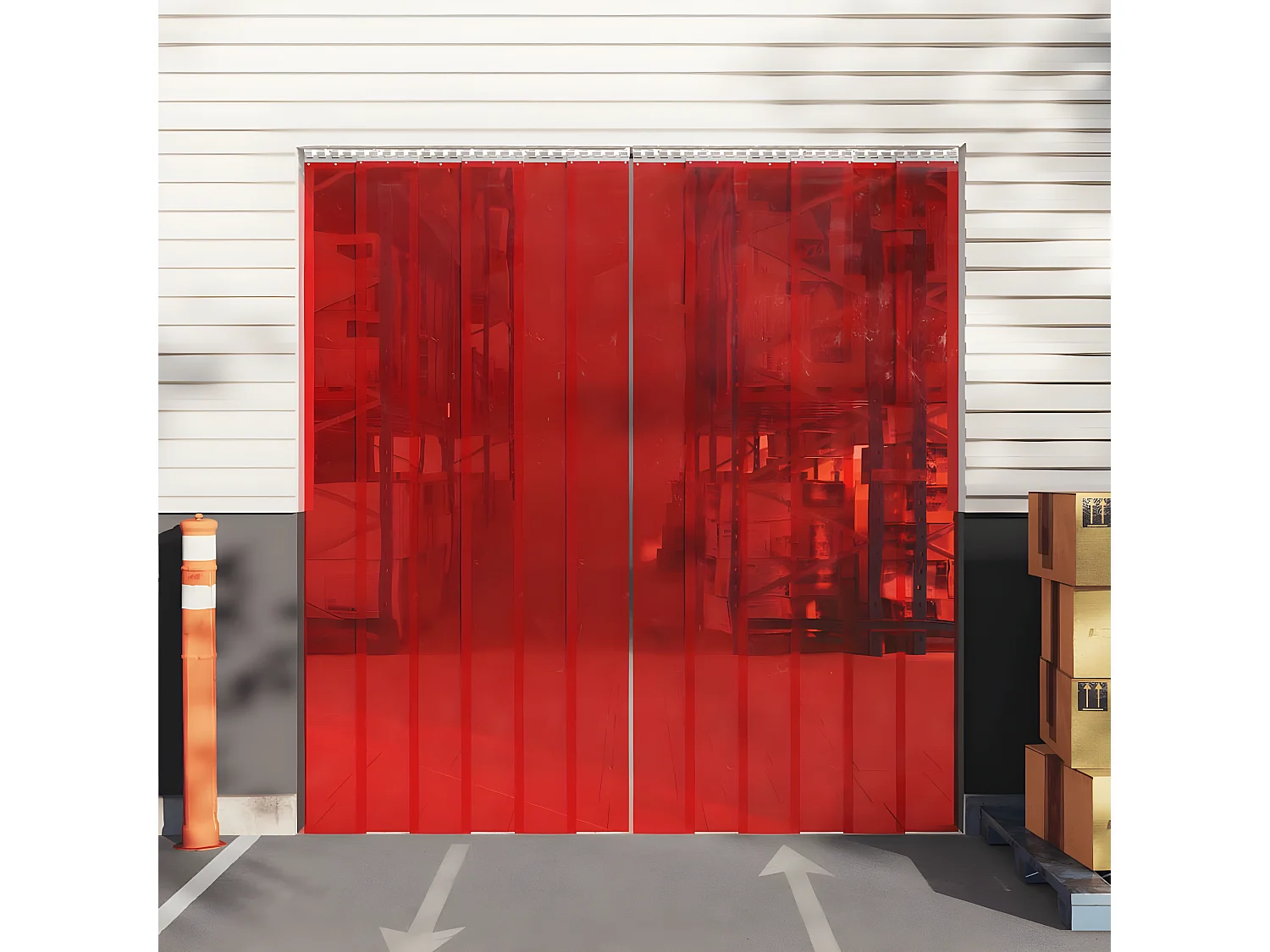 Rideau de porte rouge 300 mmx2,6 mm 25 m PVC QBH19106