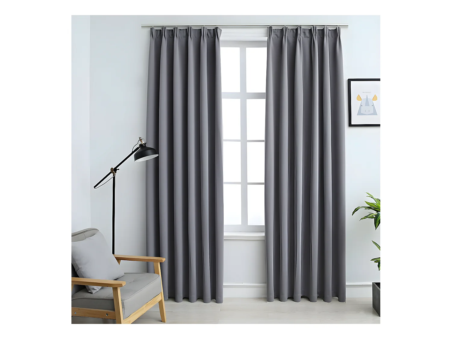 Rideaux occultants avec crochets 2 pcs Gris 140x245 cm QBH46395