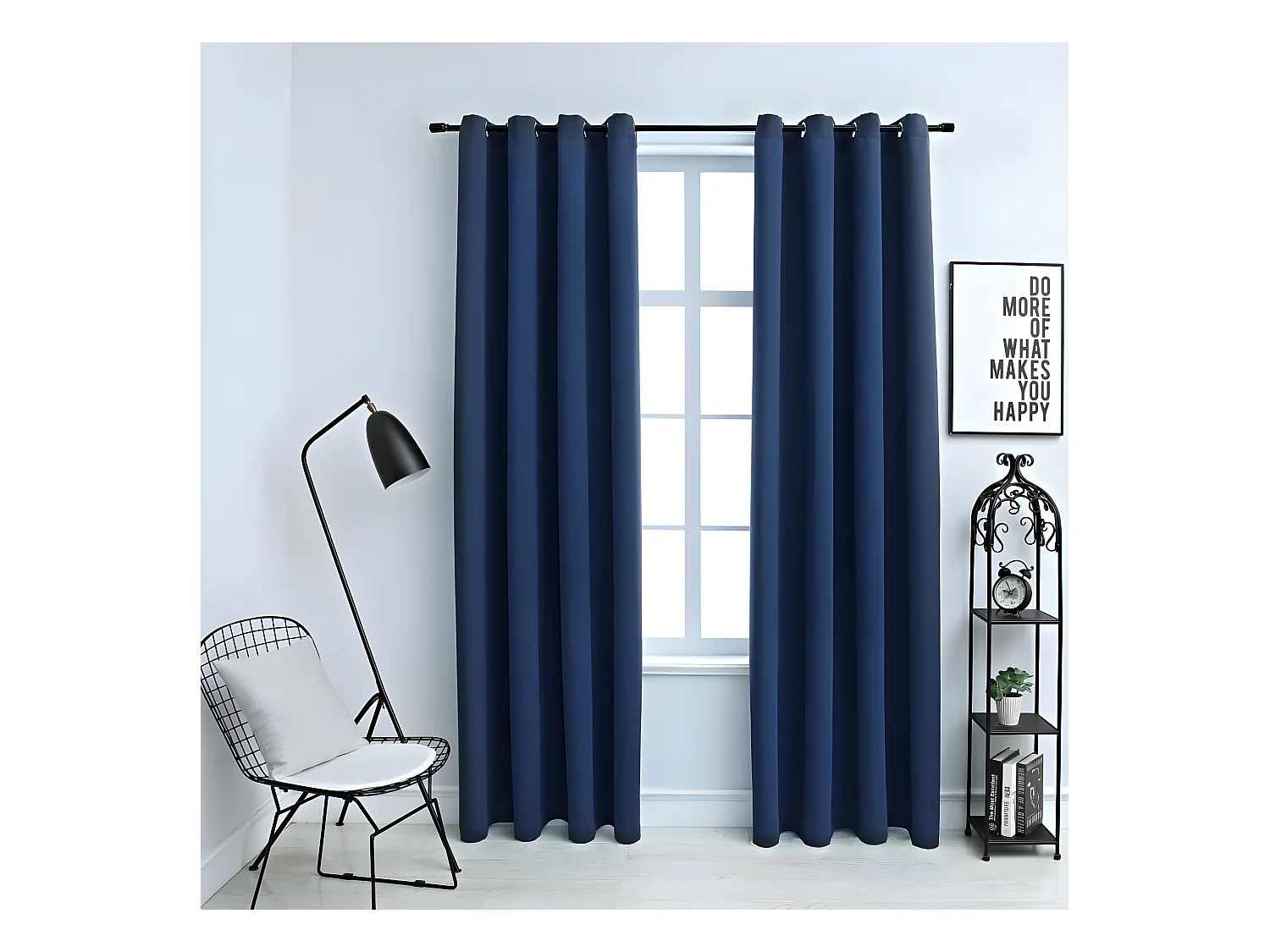 Rideaux occultants avec anneaux en métal 2 pcs Bleu 140x225 cm QBH47037