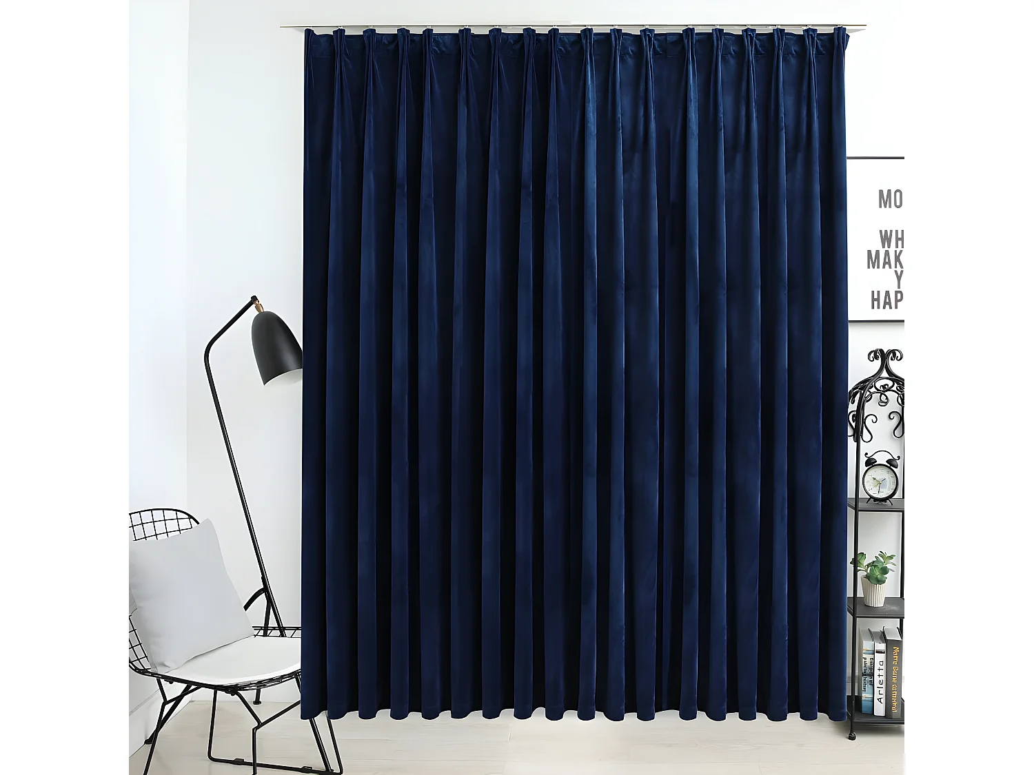 Rideau occultant avec crochets Velours Bleu foncé 290x245 cm QBH47992