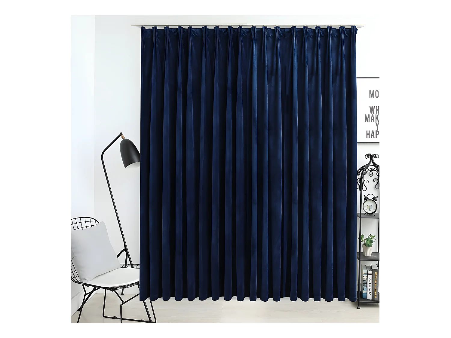 Rideau occultant avec crochets Velours Bleu foncé 290x245 cm QBH47992