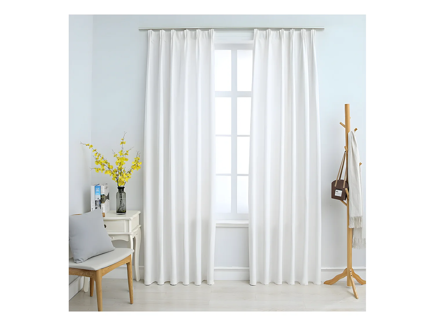 Rideaux occultants avec crochets 2 pcs Blanc cassé 140x225 cm QBH36080