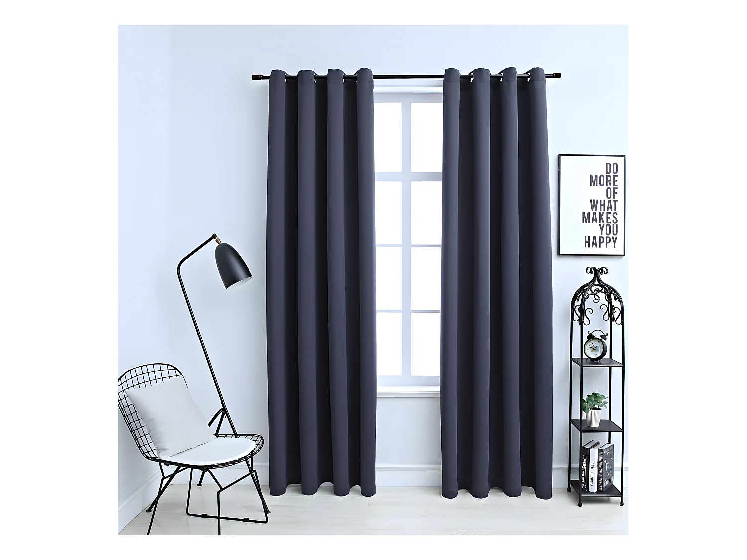 Rideaux occultants avec anneaux Métal 2pcs Anthracite 140x245cm QBH79379