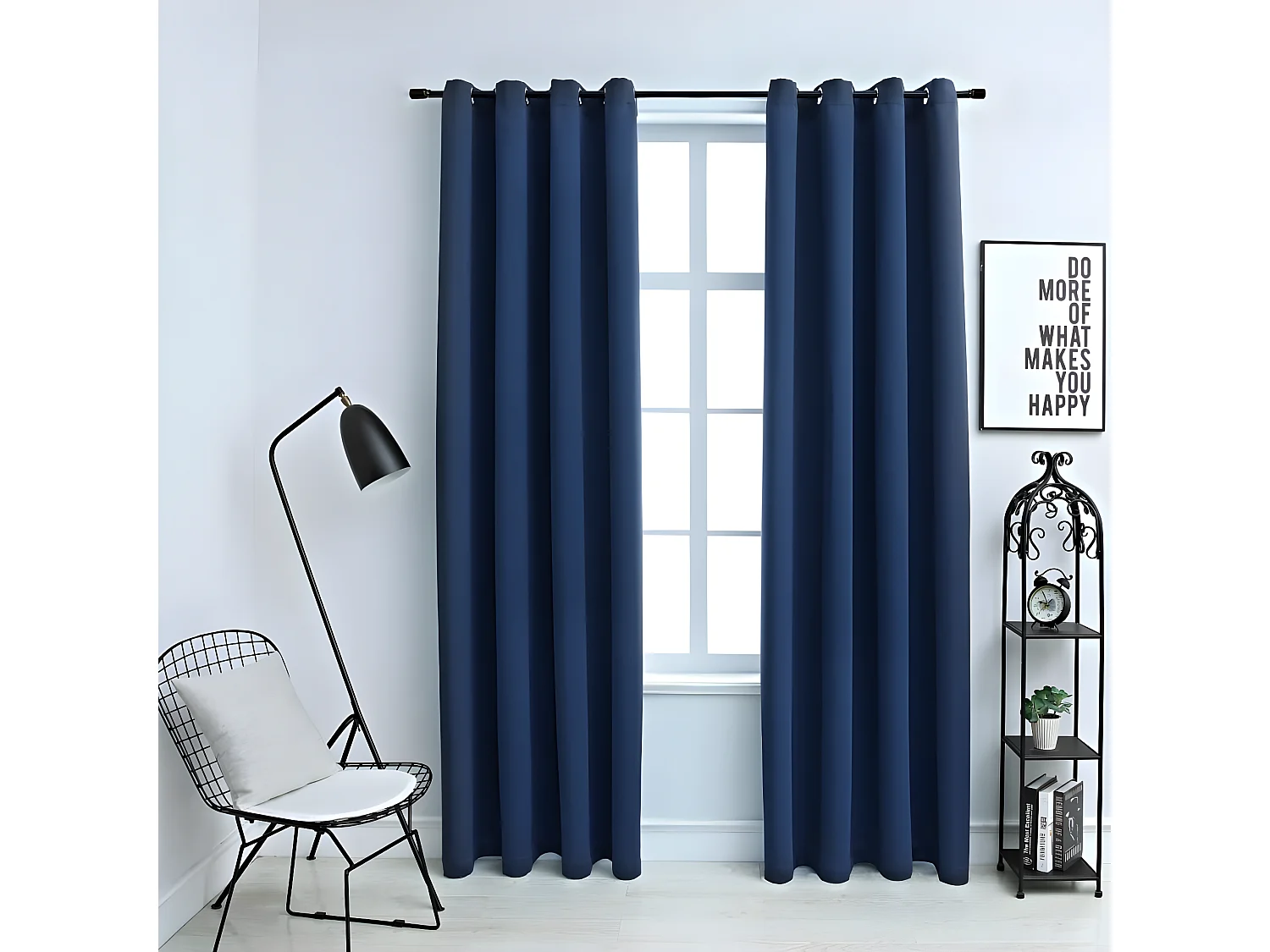 Rideaux occultants avec anneaux en métal 2 pcs Bleu 140x245 cm QBH40558