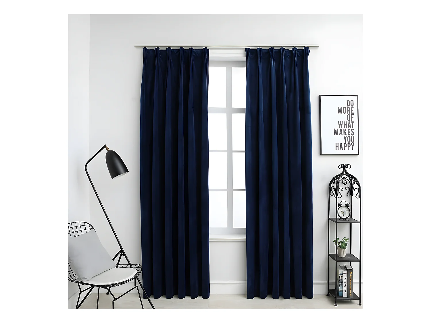 Rideaux occultants et crochet 2pcs Velours Bleu foncé 140x225cm QBH78880
