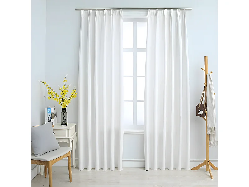 Cortinas opacas con ganchos 2 piezas blanco crudo 140x245 cm ES374600