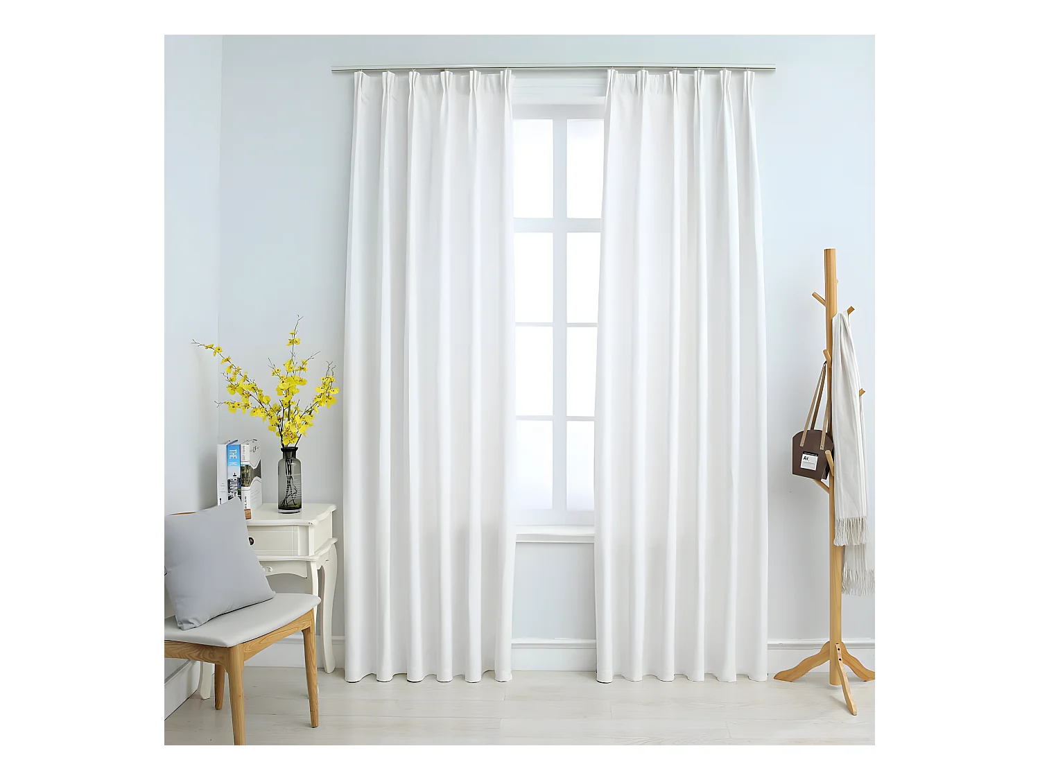 Rideaux occultants avec crochets 2 pcs Blanc cassé 140x245 cm QBH61441
