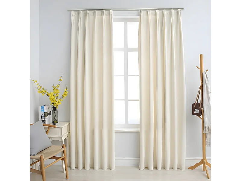 Cortinas blackout com ganchos 2 pcs 140x245 cm veludo cor creme PT218436