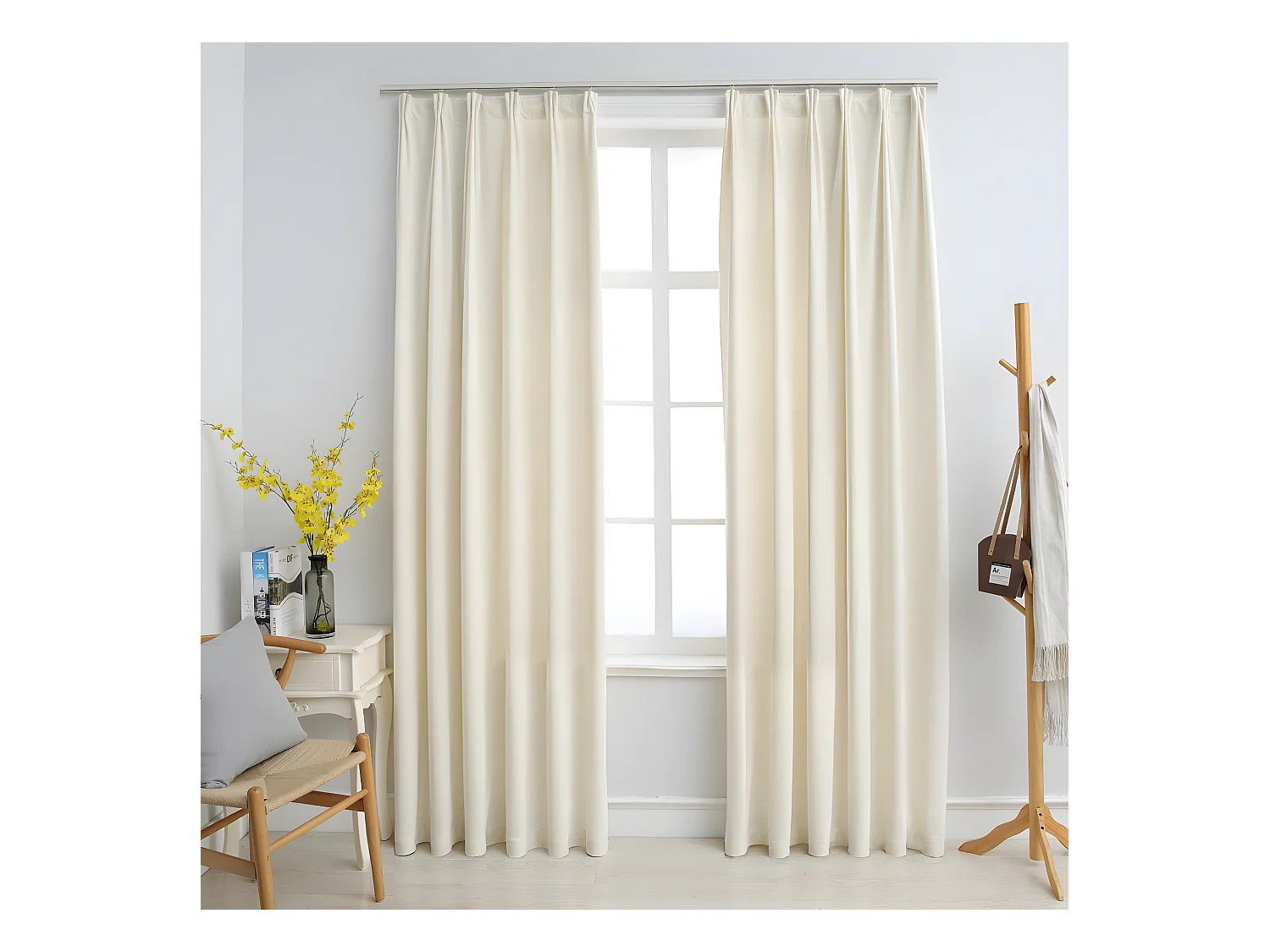 Rideaux occultants avec crochets 2 pcs Velours Crème 140x245 cm QBH65667