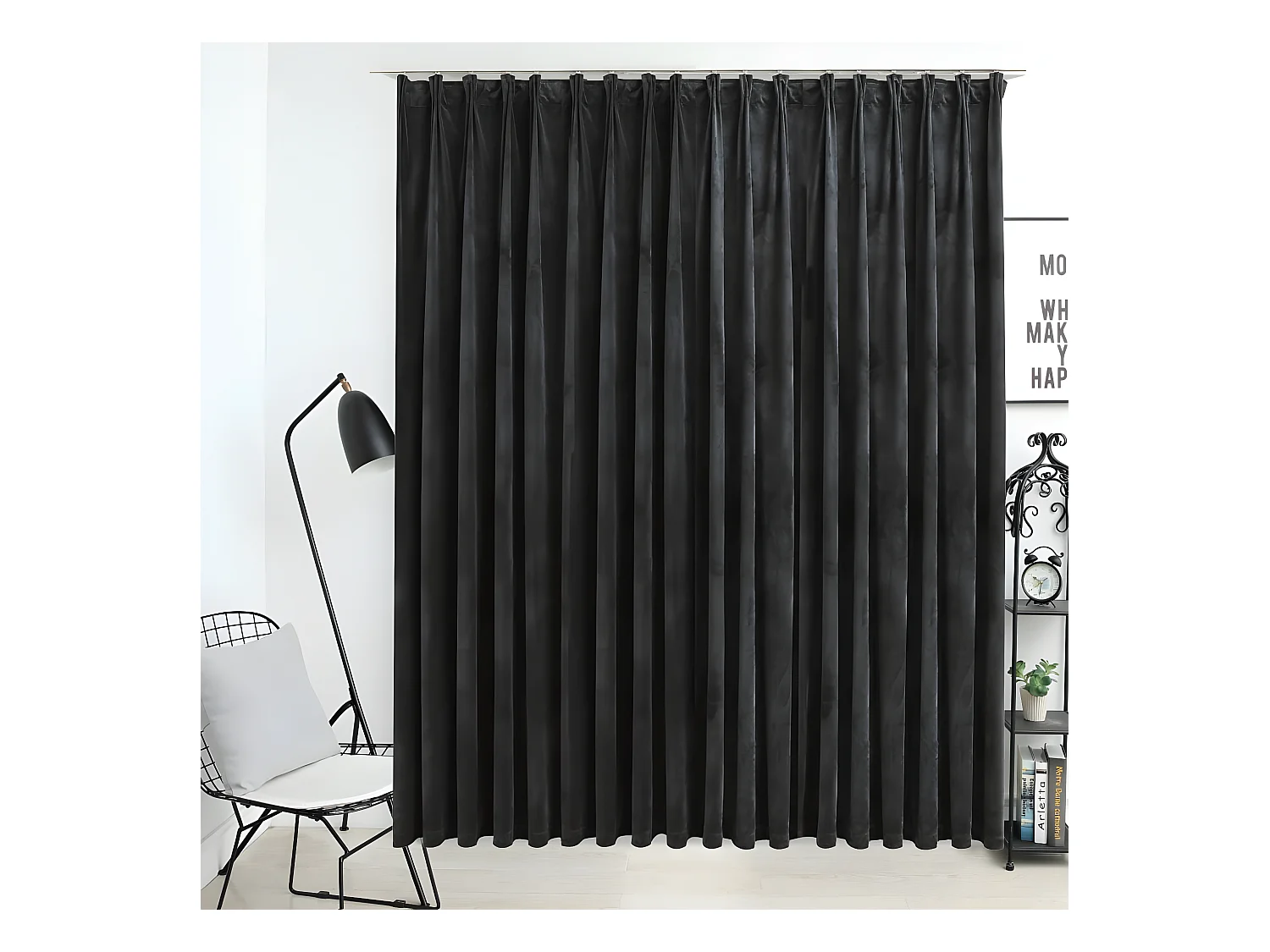 Rideau occultant avec crochets Velours Anthracite 290x245 cm QBH30240
