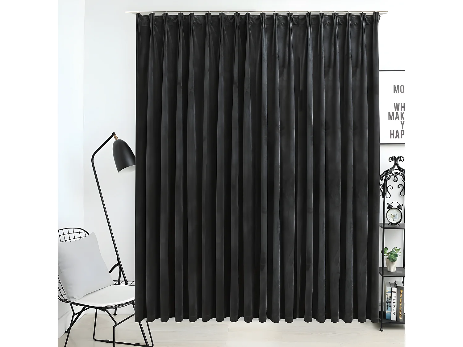 Rideau occultant avec crochets Velours Anthracite 290x245 cm QBH30240