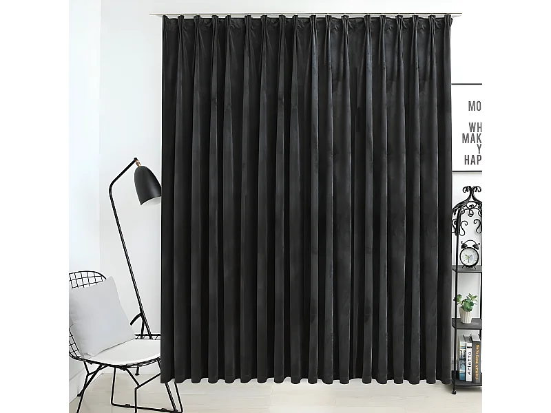 Rideau occultant avec crochets Velours Anthracite 290x245 cm QBH30240