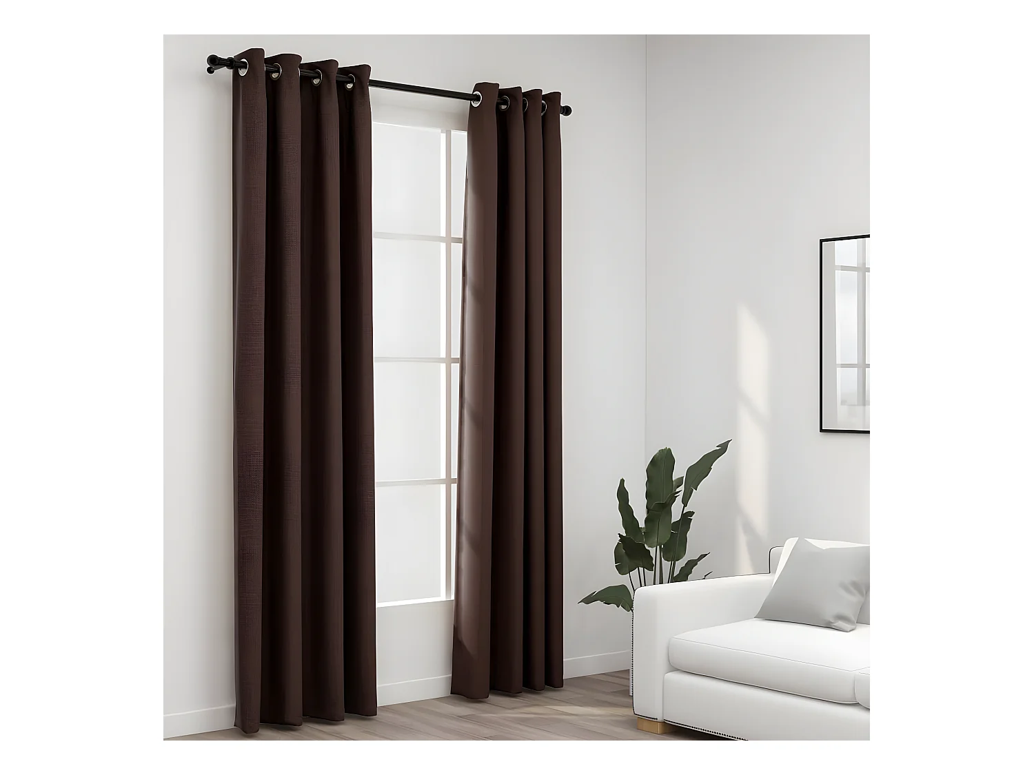 Rideaux occultants Aspect lin avec œillets 2pcs Taupe 140x245cm QBH44991