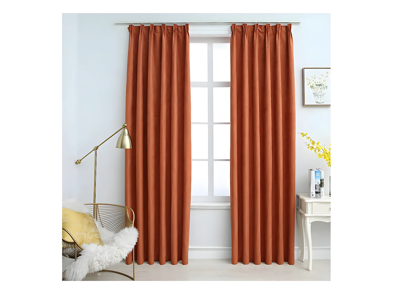 Rideaux occultants avec crochets 2 pcs Rouille 140x225 cm QBH10963