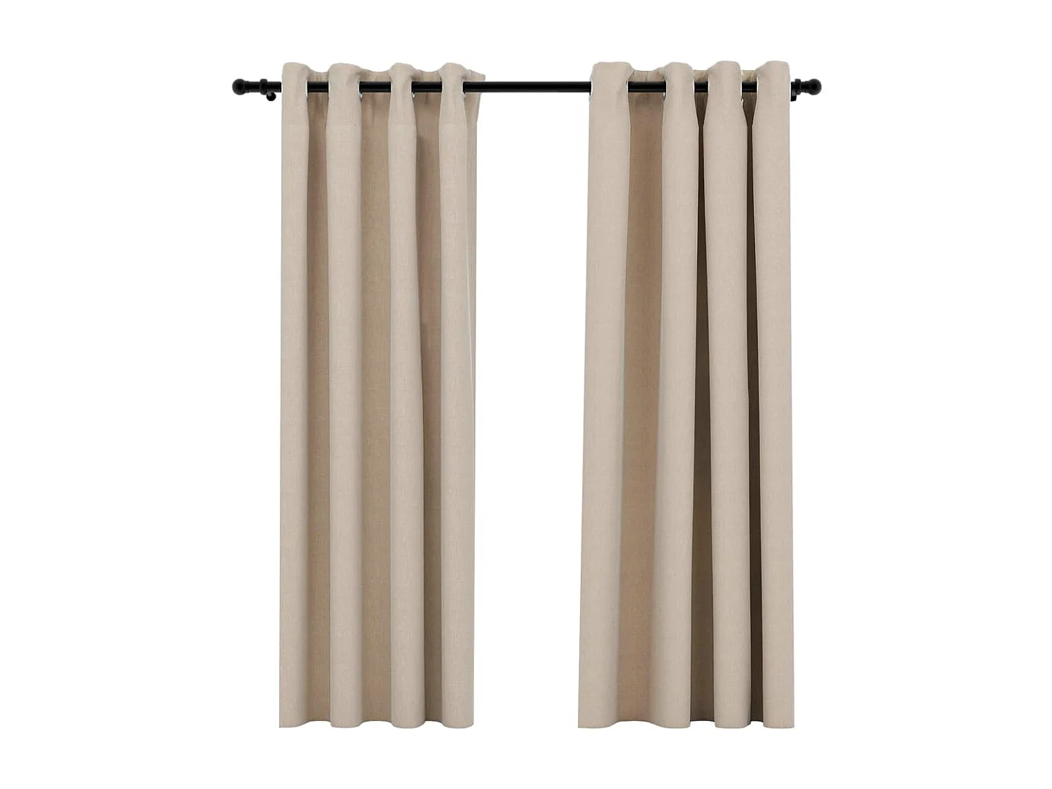 Cortinas opacas con ojales look de lino 2 pzas beige 140x175 cm ES864413