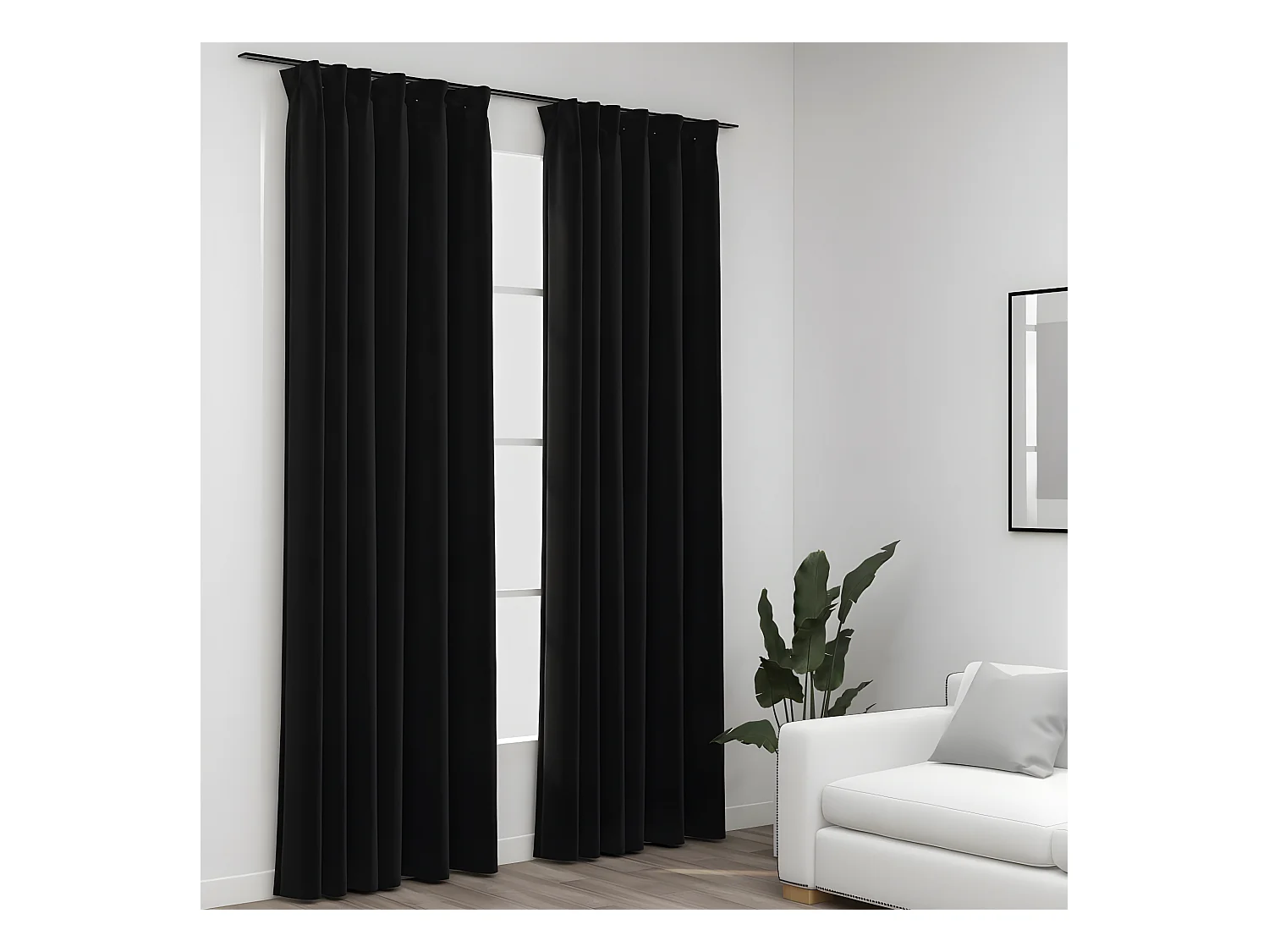 Rideaux occultants aspect lin crochet 2pcs Anthracite 140x225cm QBH85305