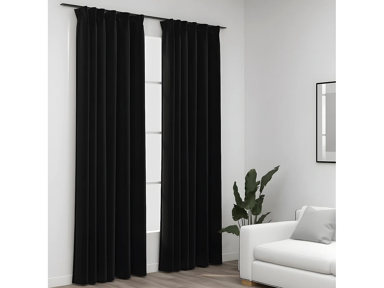 Rideaux occultants aspect lin crochet 2pcs Anthracite 140x225cm QBH85305