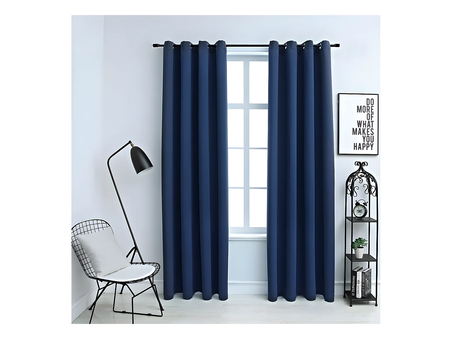 Rideaux occultants avec anneaux en métal 2 pcs Bleu 140x175 cm QBH94975