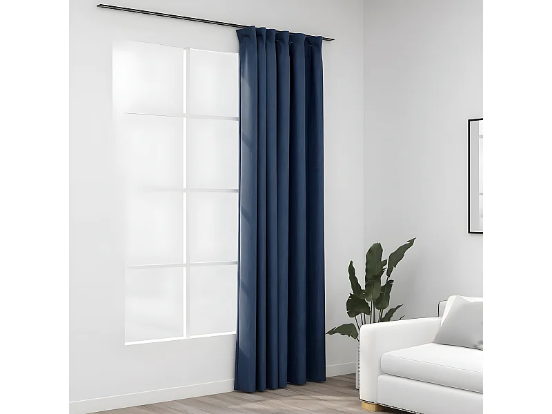Cortinas opacas aspeto linho com ganchos 290x245 cm azul PT569742