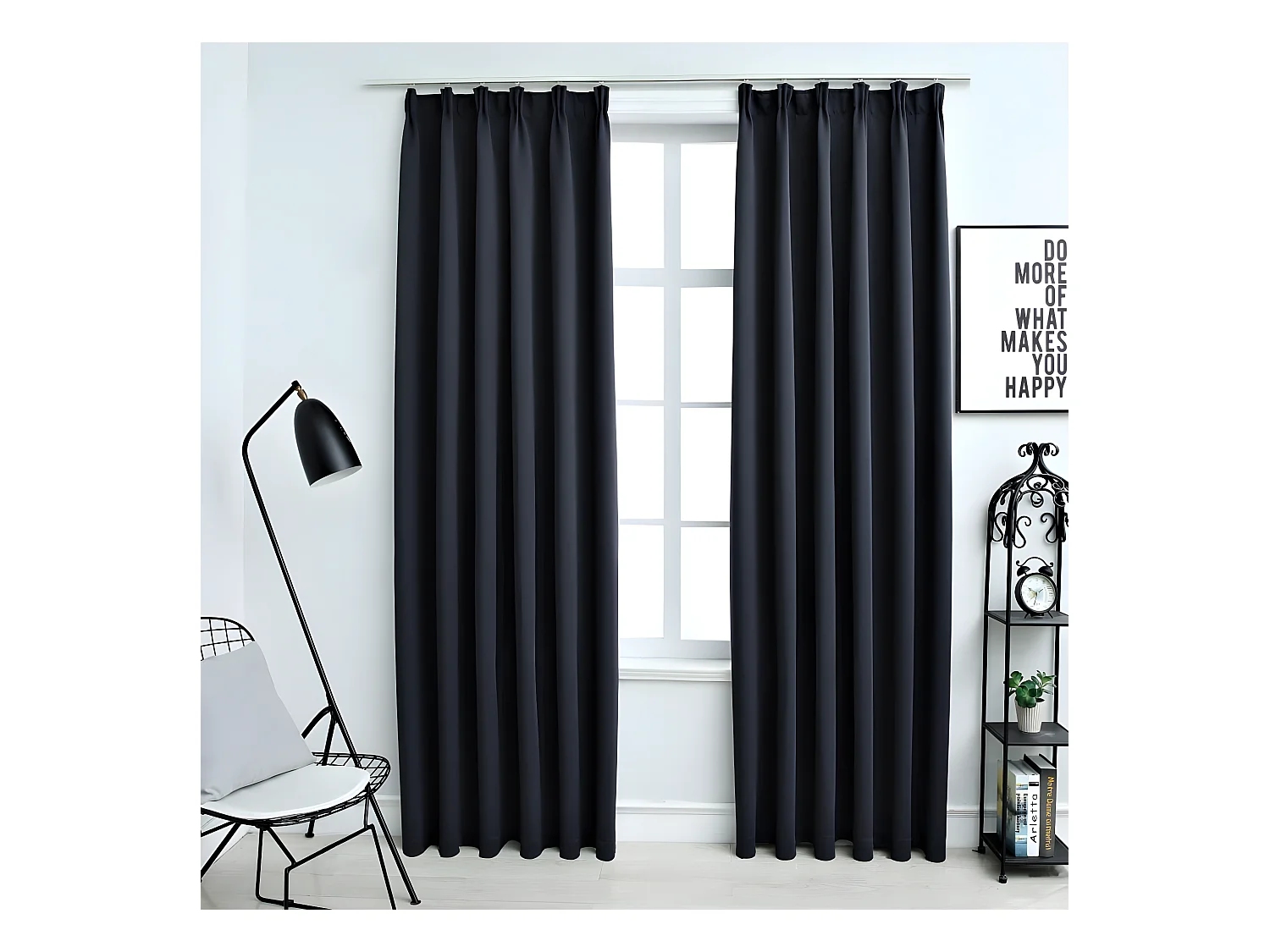 Rideaux occultants avec crochets 2 pcs Anthracite 140x175 cm QBH81397