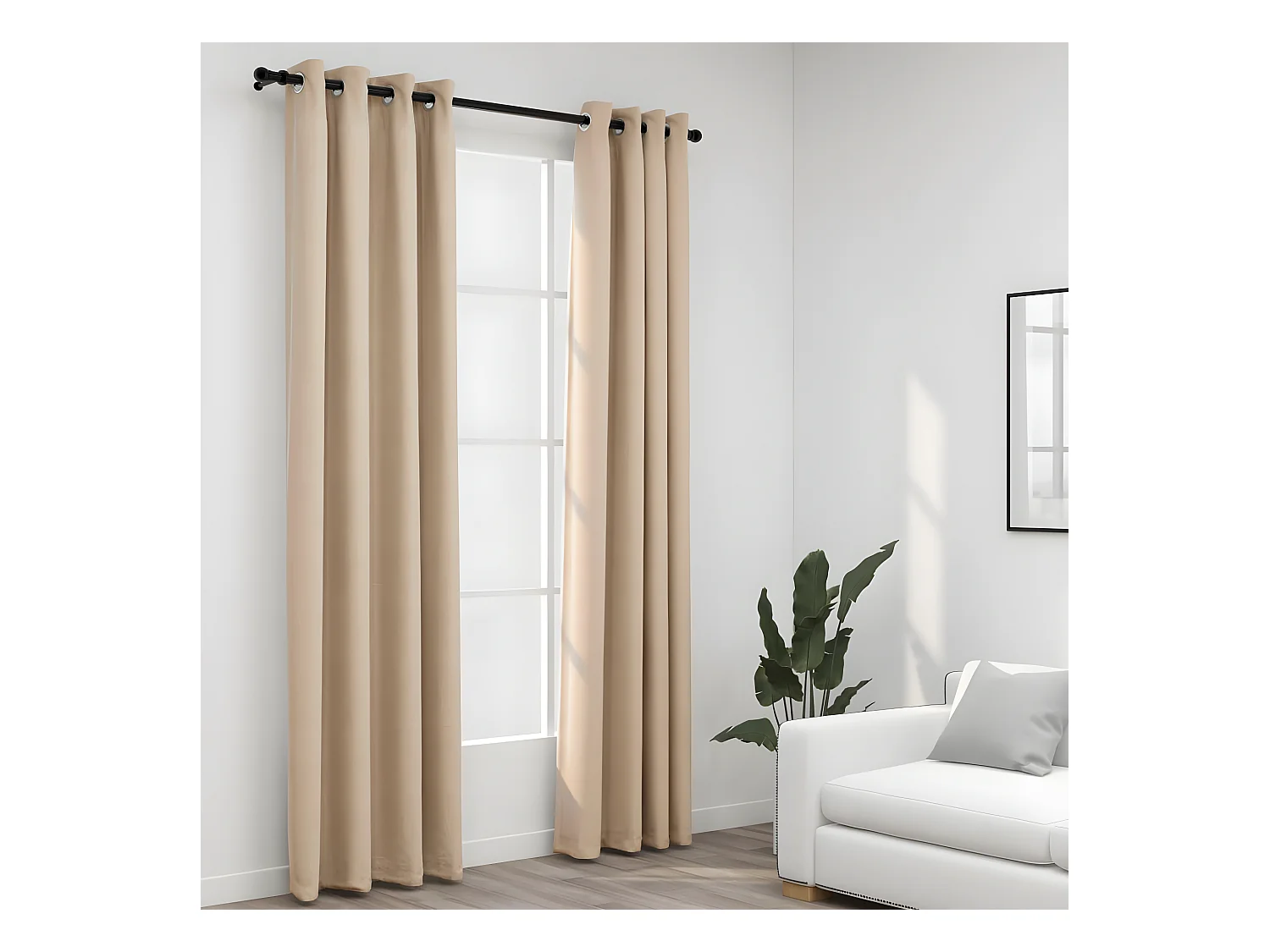 Rideaux occultants Aspect lin avec œillets 2pcs Beige 140x245cm QBH68820