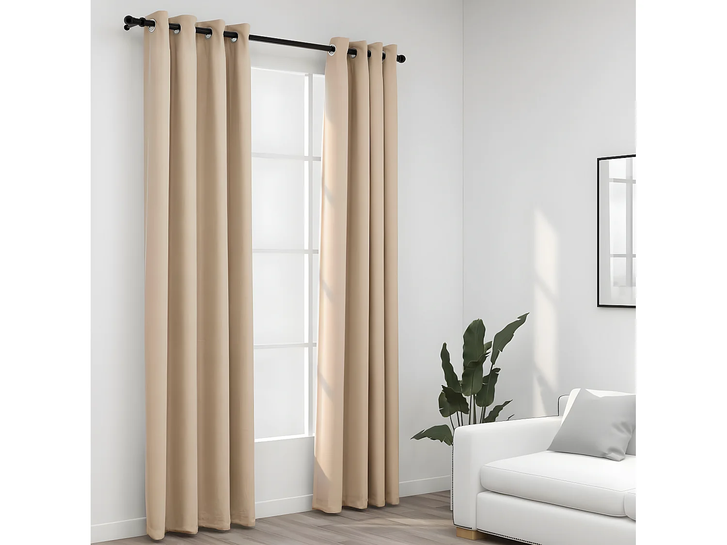 Rideaux occultants Aspect lin avec œillets 2pcs Beige 140x245cm QBH68820