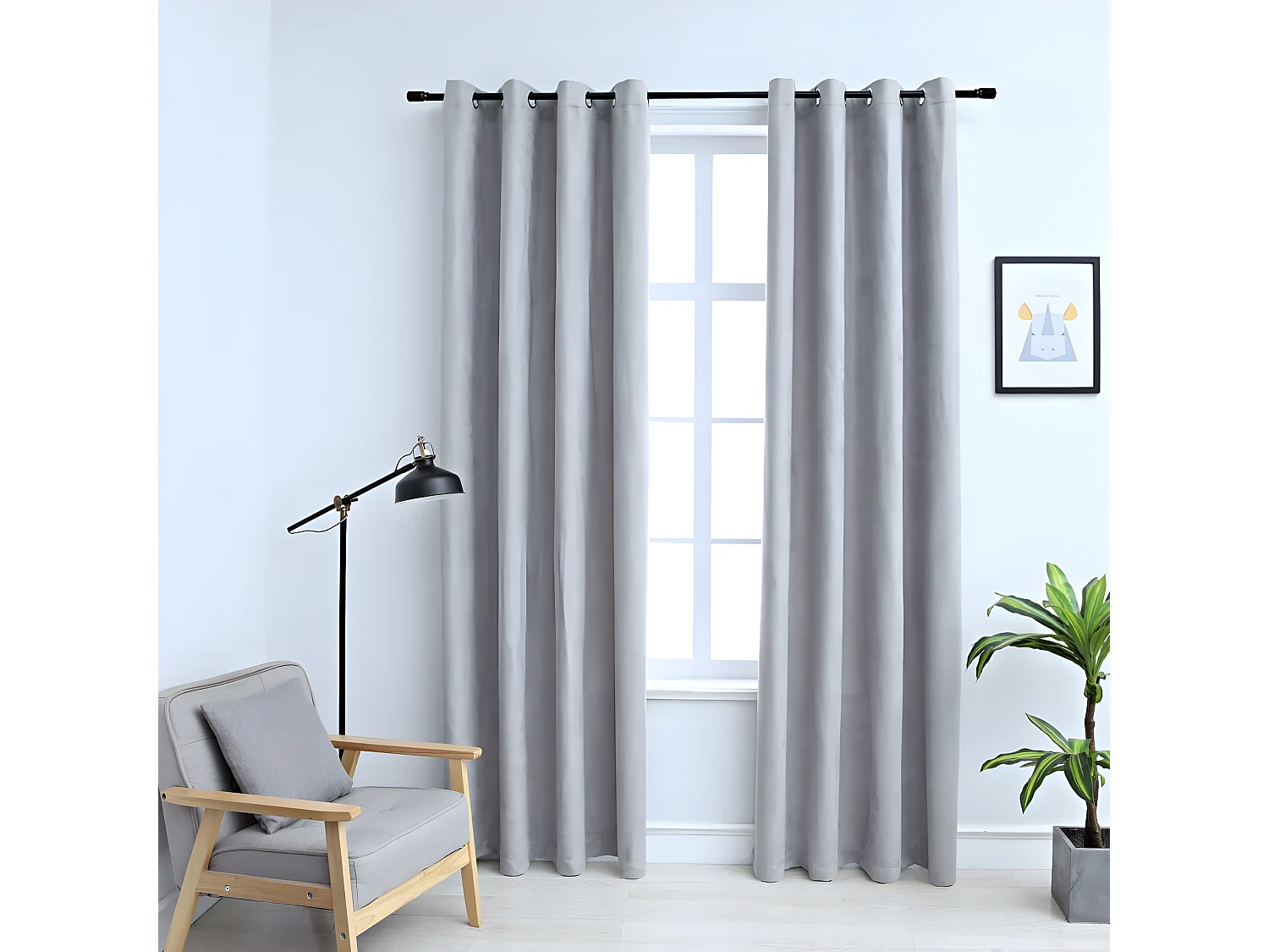Rideaux occultants avec anneaux en métal 2 pcs Gris 140x175 cm QBH97105