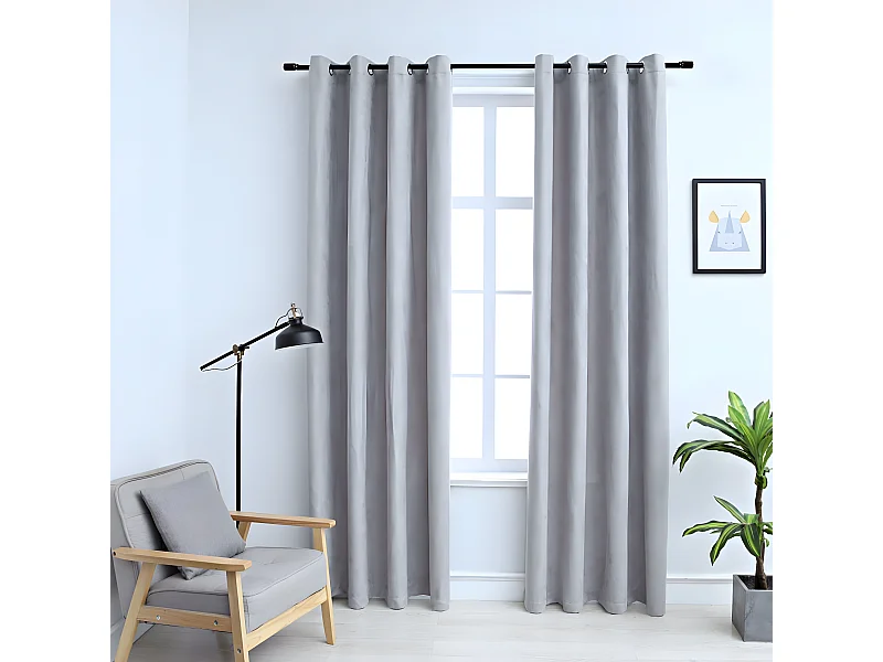 Rideaux occultants avec anneaux en métal 2 pcs Gris 140x175 cm QBH97105
