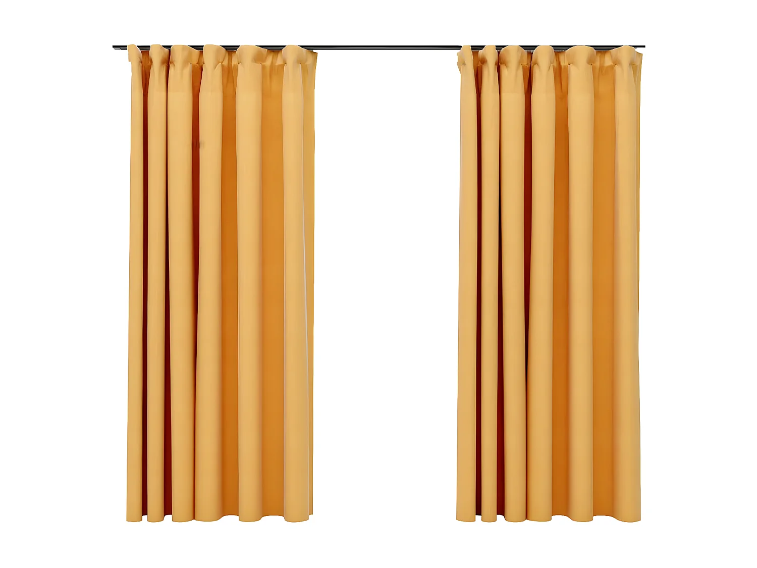 Rideaux occultants aspect lin et crochets 2 pcs Jaune 140x175cm QBH28879