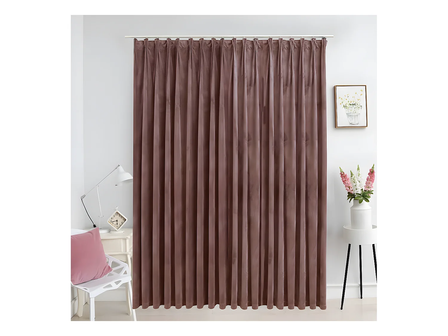 Rideau occultant avec crochets Velours Rose antique 290x245 cm QBH77950