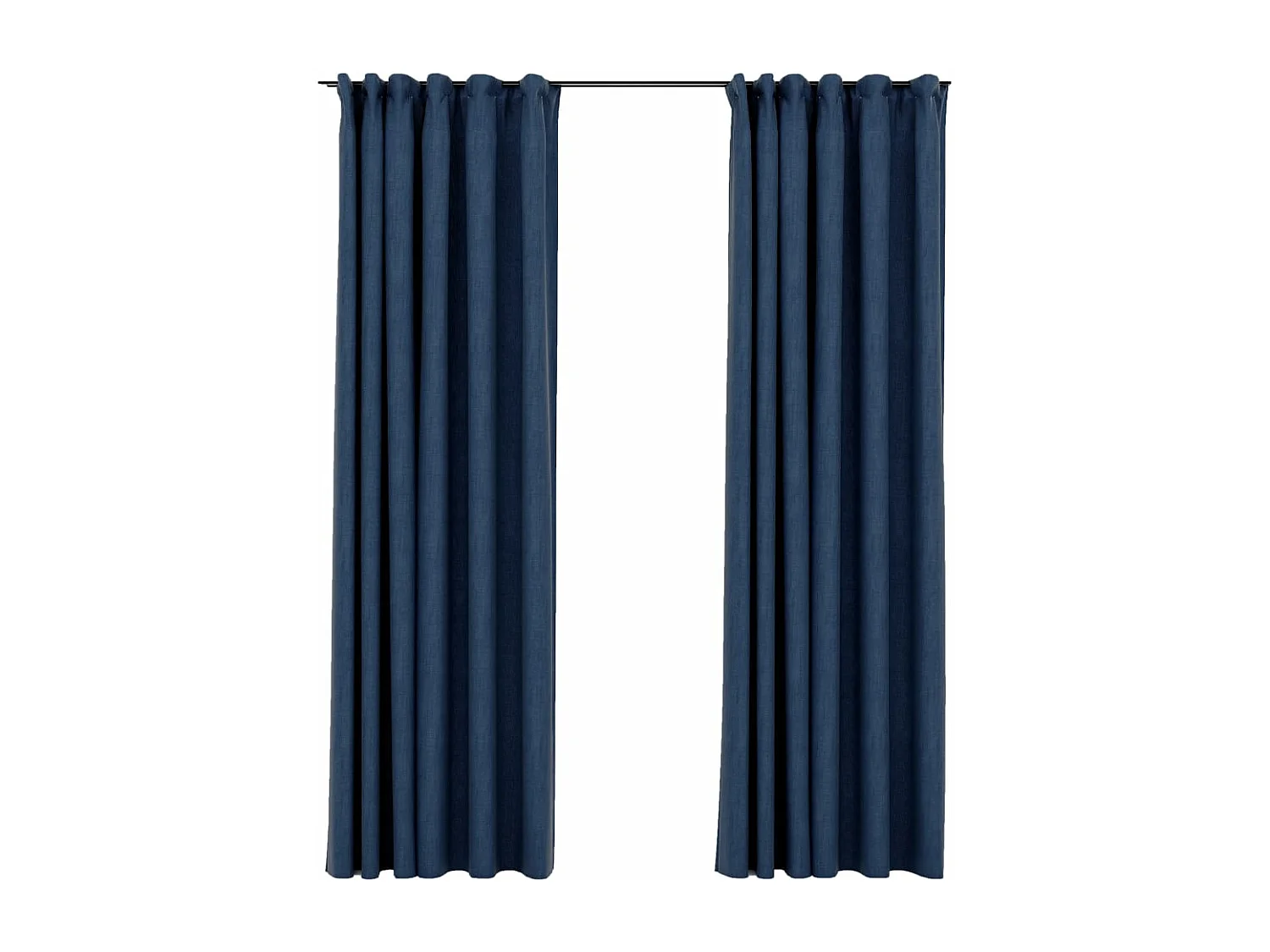 Cortinas opacas aspeto linho com ganchos 2 pcs 140x245 cm azul PT936698
