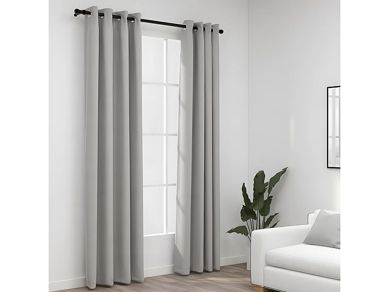 Rideaux occultants Aspect lin avec œillets 2 pcs Gris 140x245cm QBH82481
