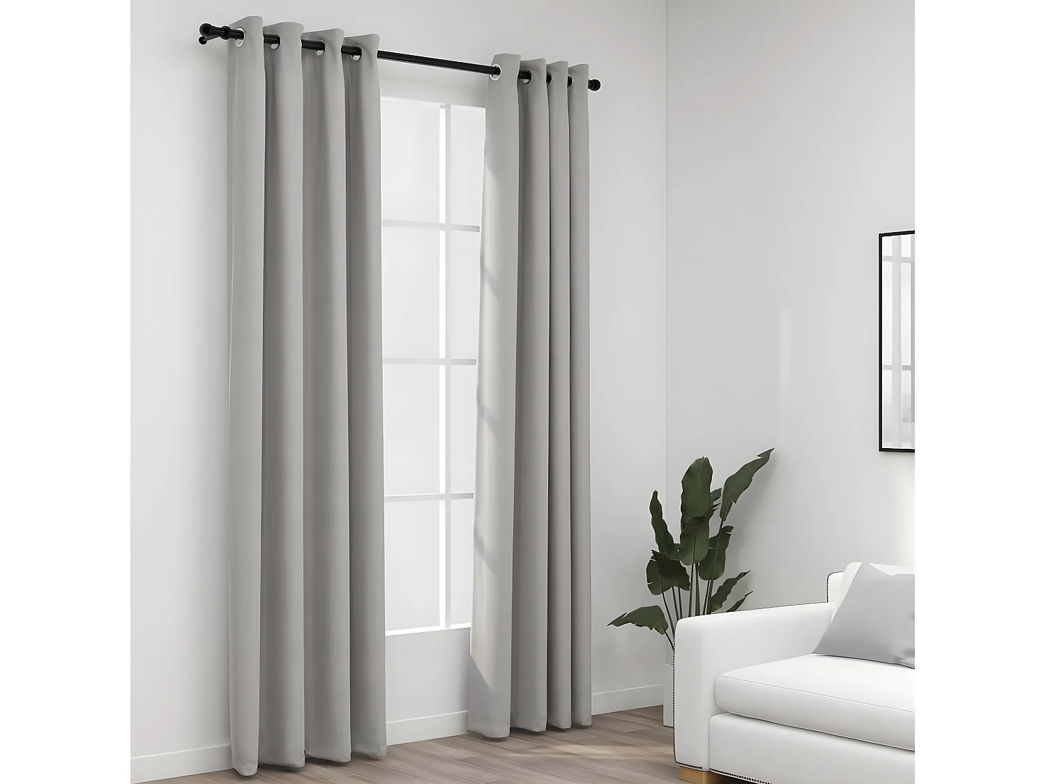 Rideaux occultants Aspect lin avec œillets 2 pcs Gris 140x245cm QBH82481