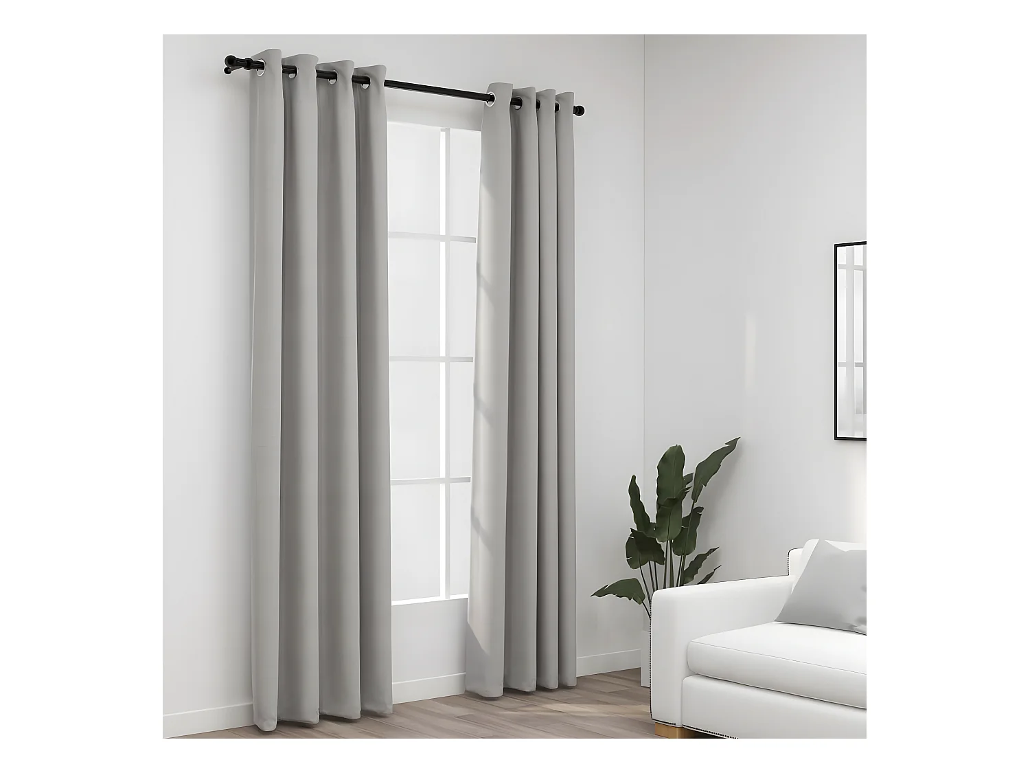 Rideaux occultants Aspect lin avec œillets 2 pcs Gris 140x245cm QBH82481
